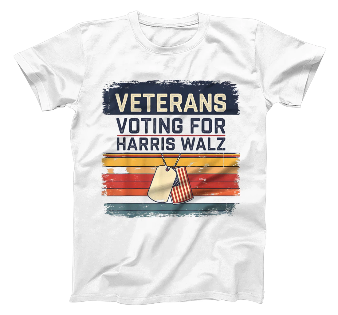 Retro Vintage Veterans Voting for Harris Walz Waltz 2024 T-Shirt