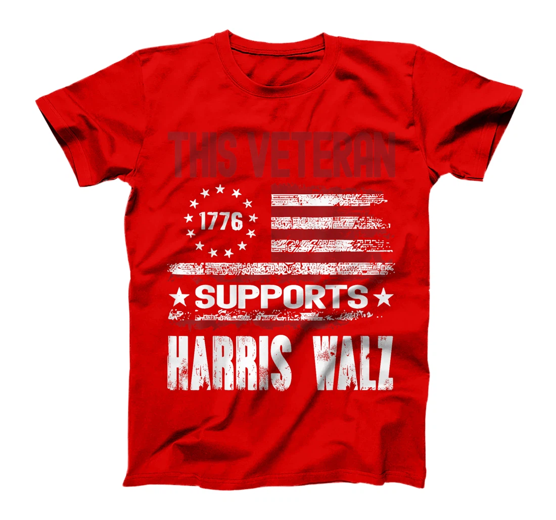 This Veteran Supports Harris Walz 2024 American Flag T-Shirt