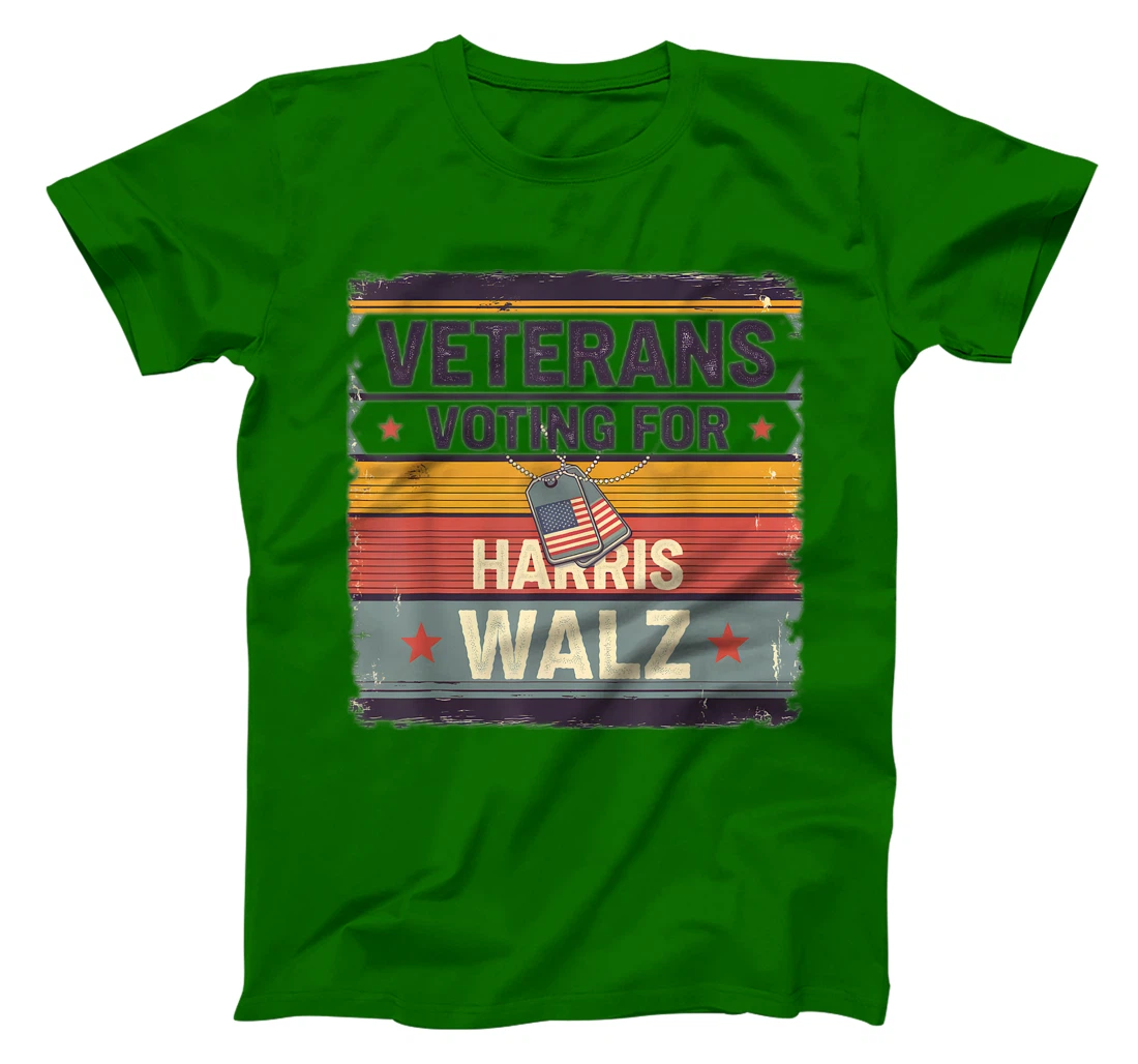 Retro Vintage Veterans Voting for Harris Walz Waltz 2024 T-Shirt