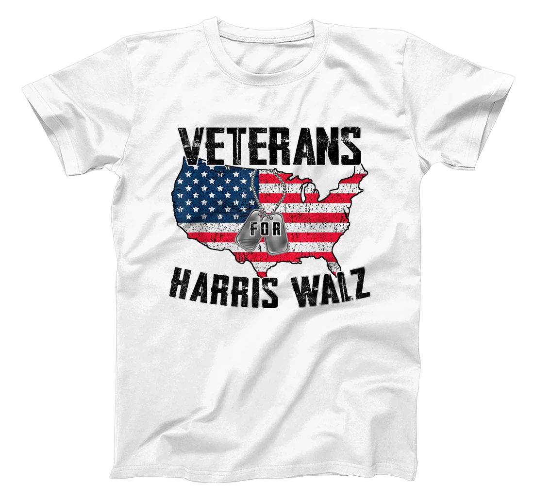 Retro Vintage Veterans Voting For Harris Walz Waltz Men T-Shirt