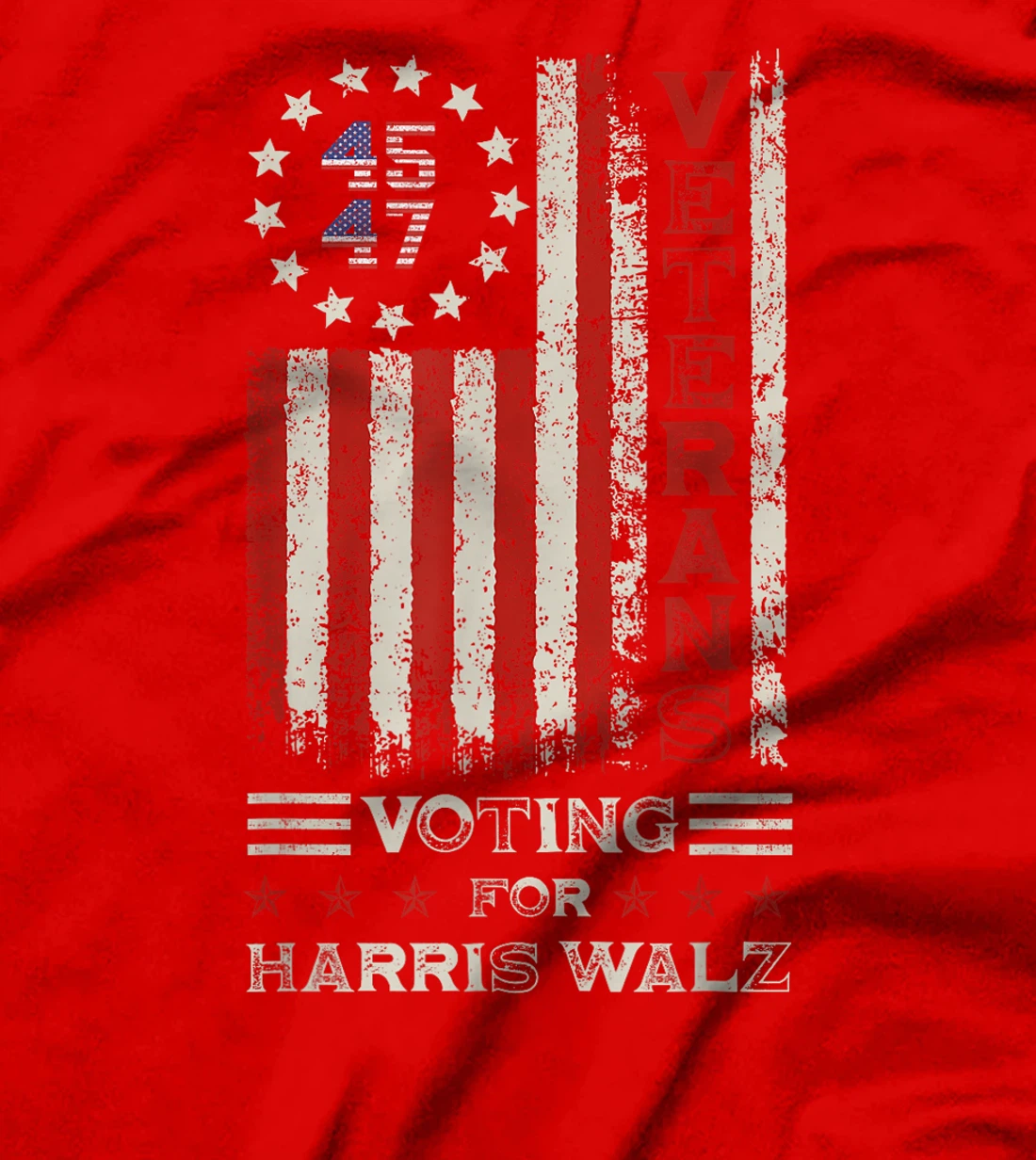 Retro America Flag Veterans Voting For Harris Walz 2024 T-Shirt