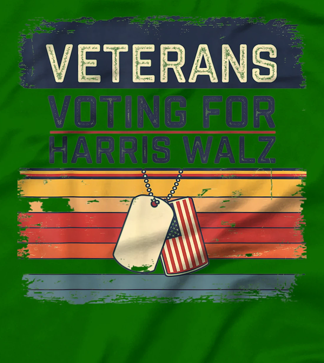 Retro Vintage Veterans Voting for Harris Walz Waltz 2024 T-Shirt