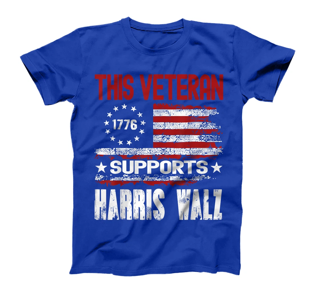 This Veteran Supports Harris Walz 2024 American Flag T-Shirt