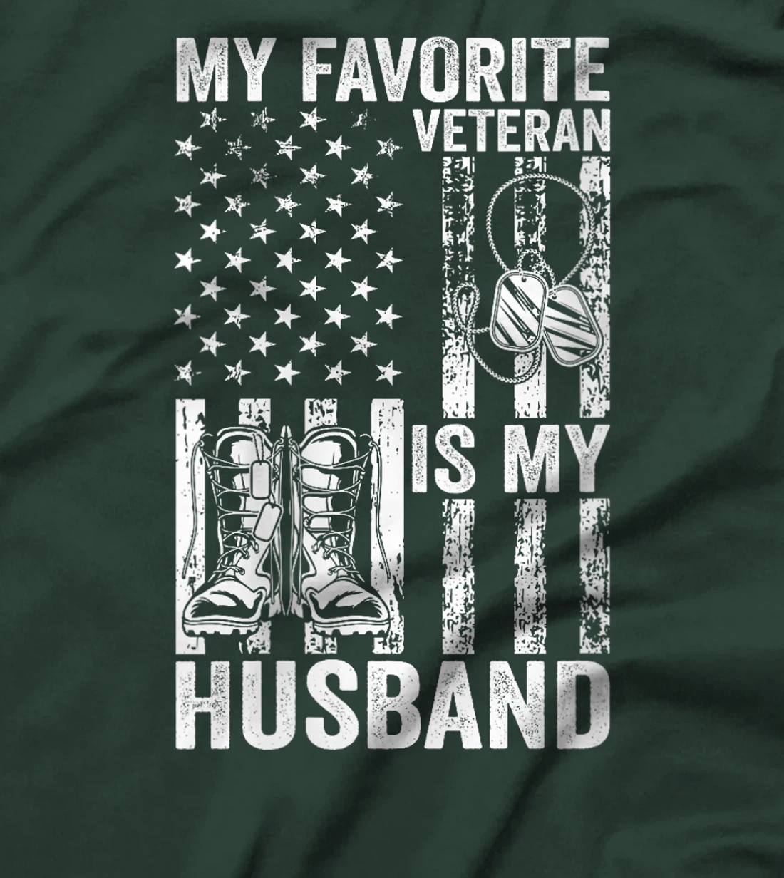 Womens Veterans Day Military US Flag Favorite Veteran Is My Husband T-Shirt