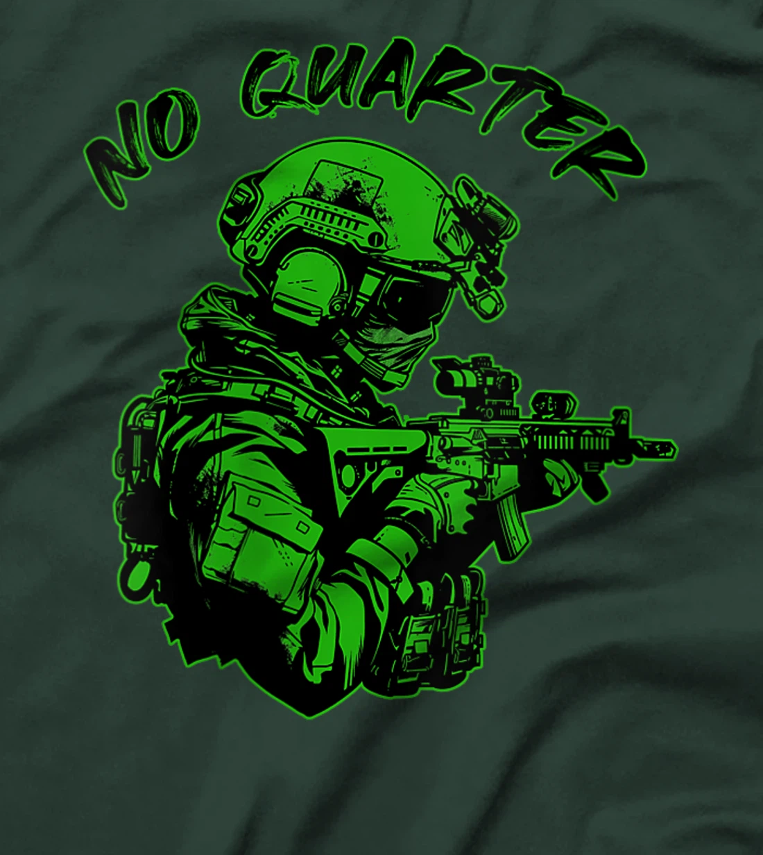 Womens NO QUARTER Veterans Military Unforgiving Merciless Brutal T-Shirt