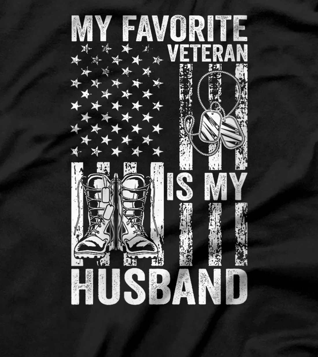 Womens Veterans Day Military US Flag Favorite Veteran Is My Husband T-Shirt