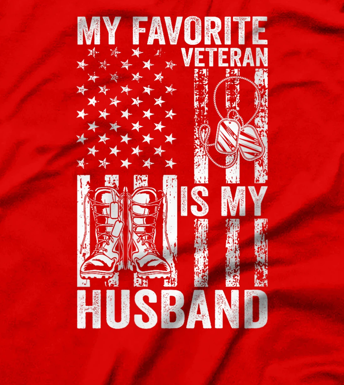 Womens Veterans Day Military US Flag Favorite Veteran Is My Husband T-Shirt
