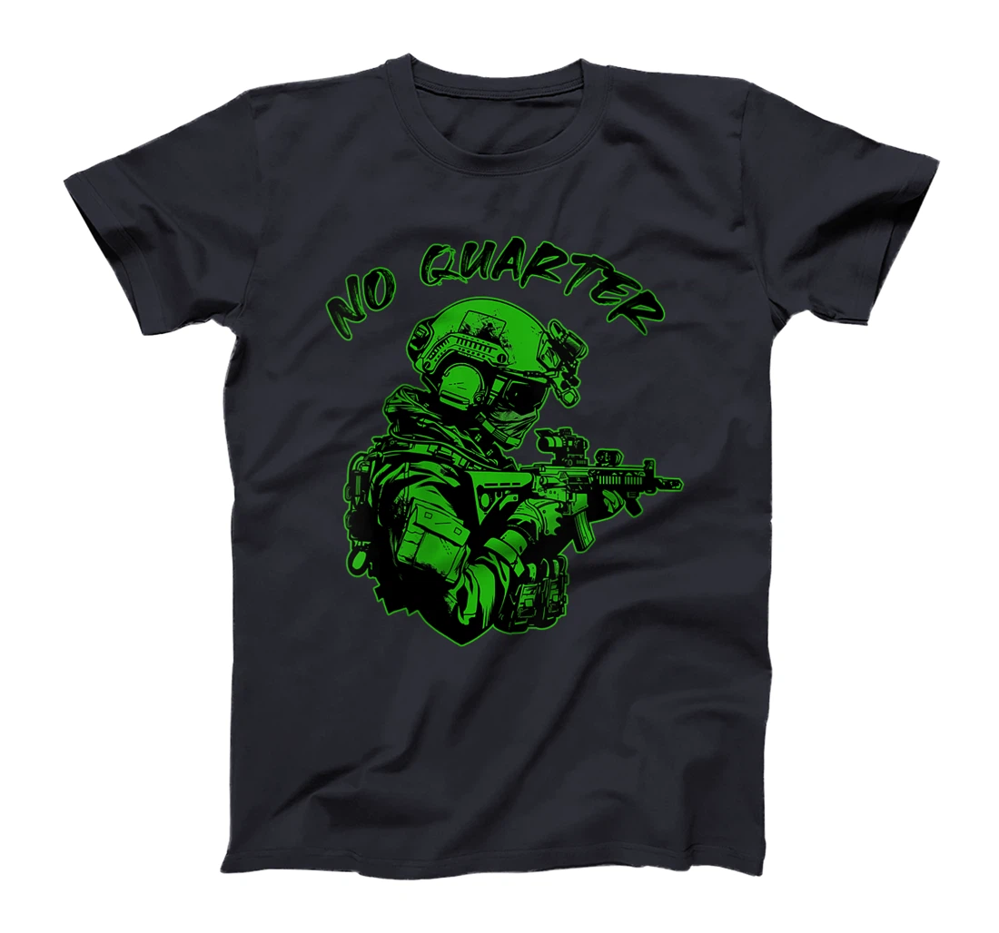 Womens NO QUARTER Veterans Military Unforgiving Merciless Brutal T-Shirt