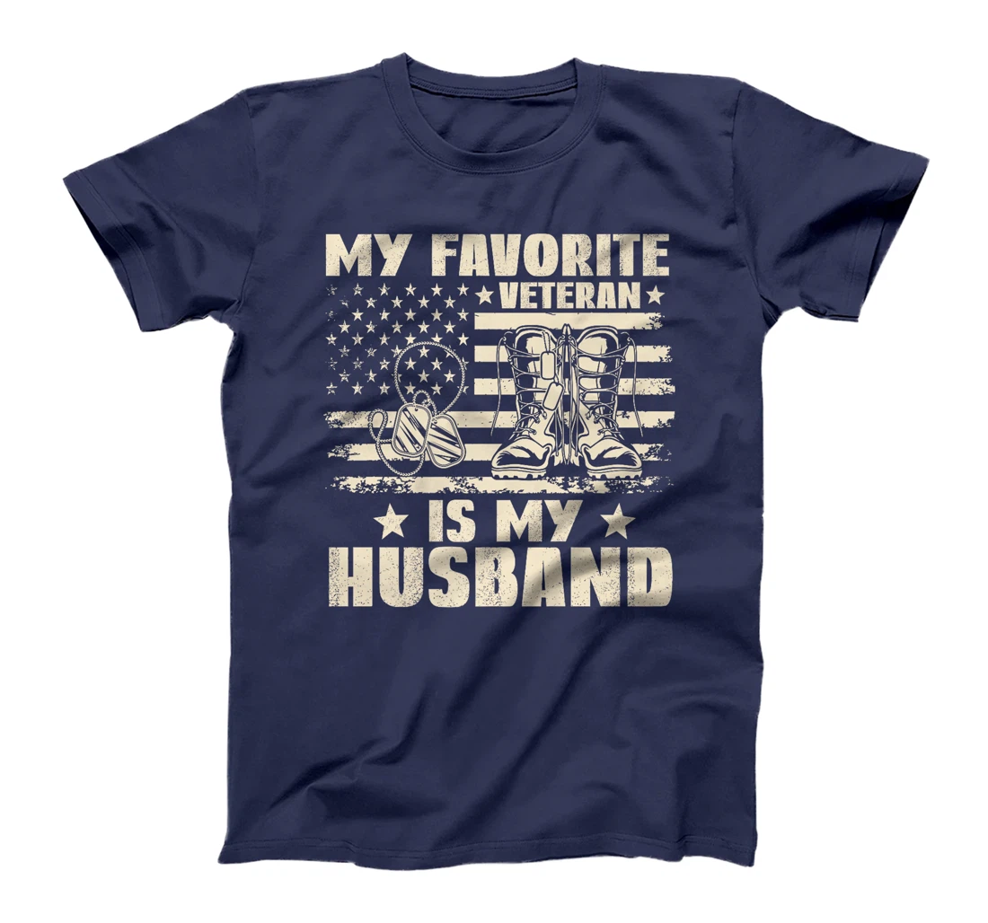 Veterans Day Military US Flag Favorite Veteran Is My Husband Premium T-Shirt