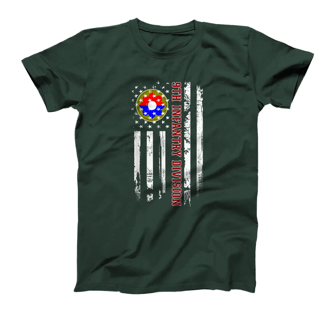 9th Infantry Division American Flag Military Veterans Day T-Shirt
