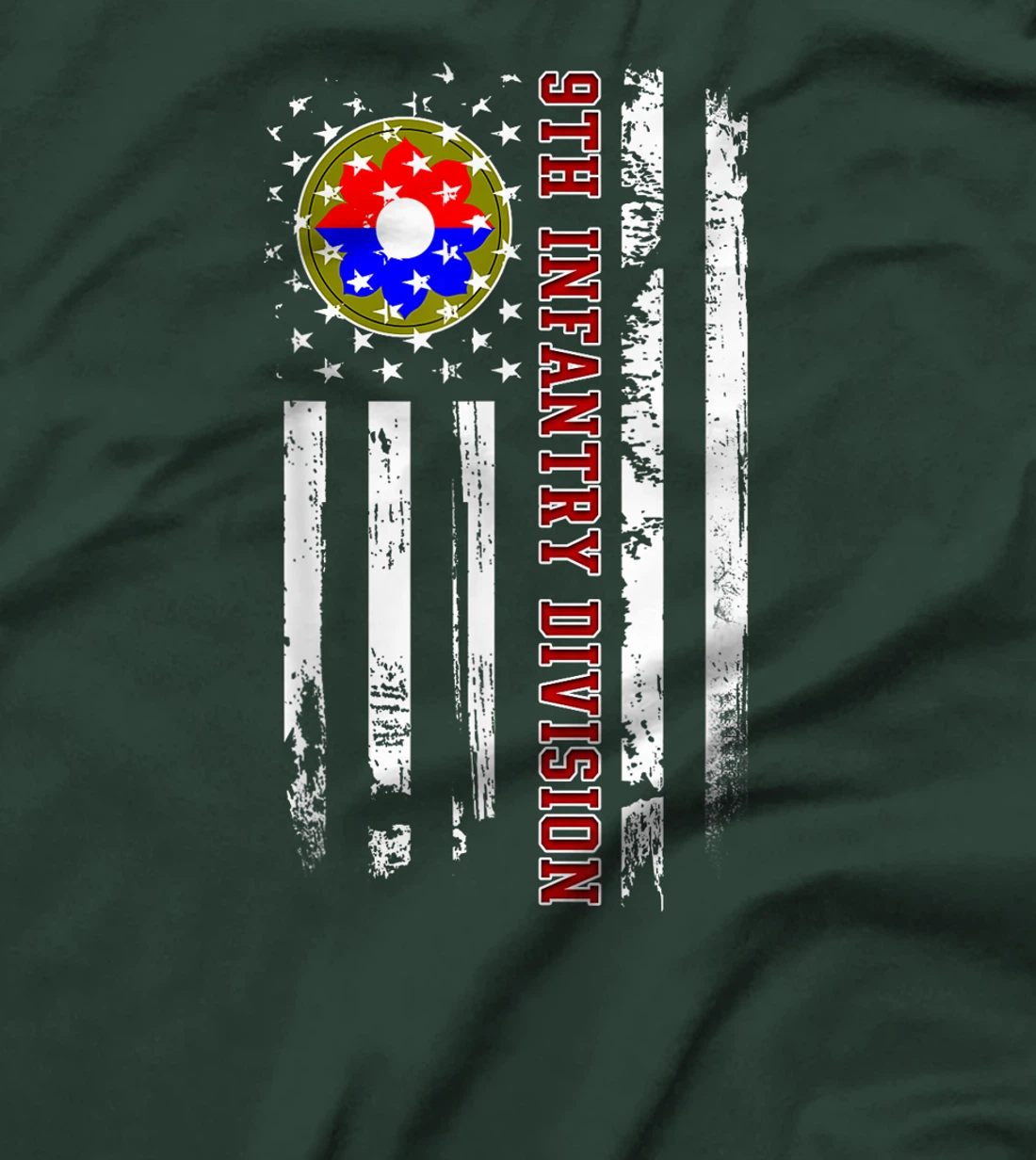 9th Infantry Division American Flag Military Veterans Day T-Shirt