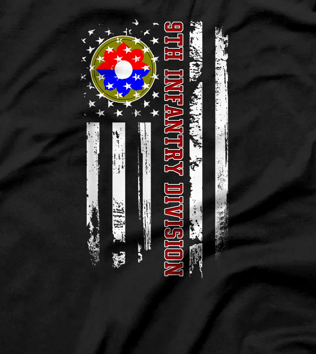 9th Infantry Division American Flag Military Veterans Day T-Shirt