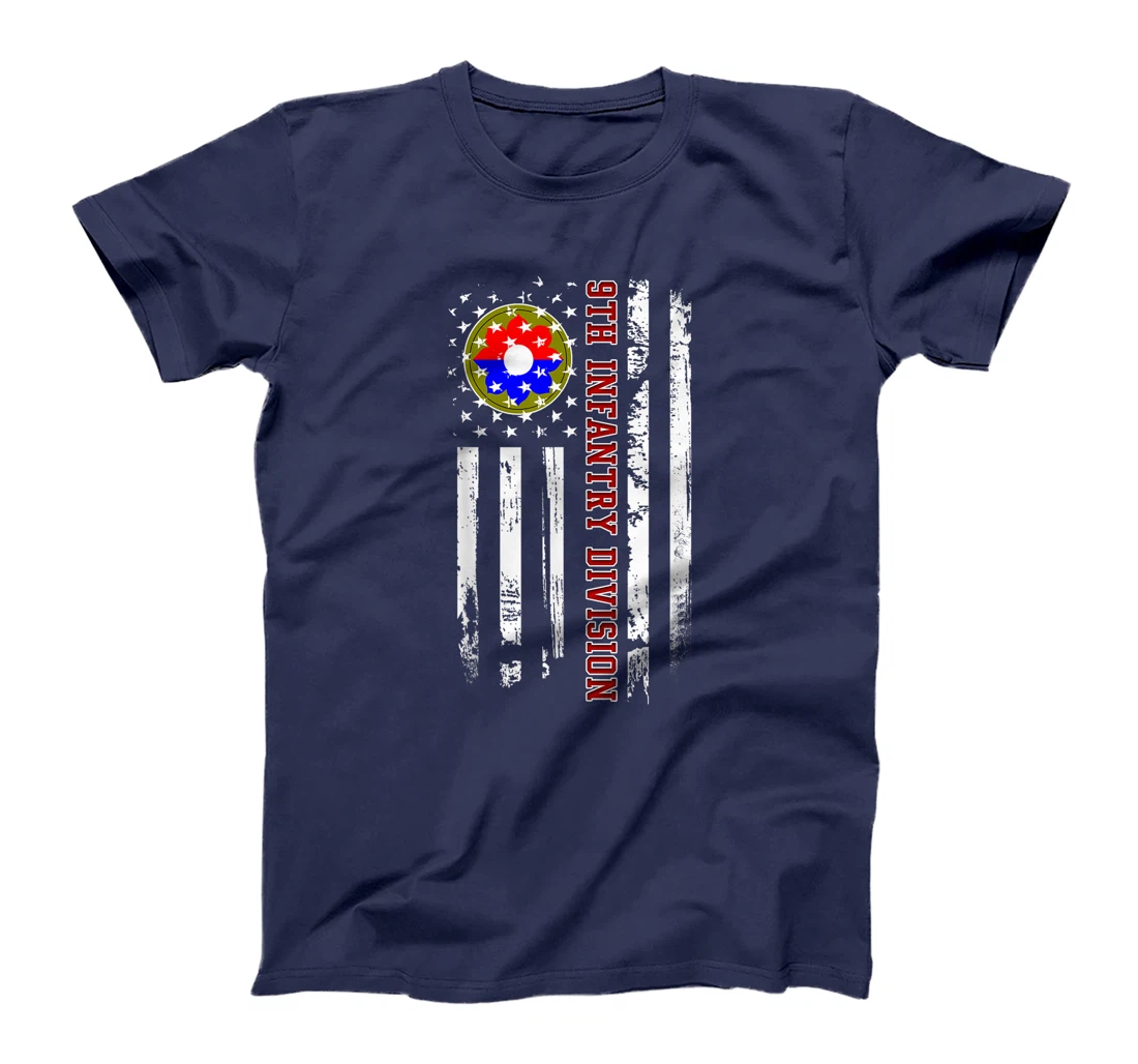 9th Infantry Division American Flag Military Veterans Day T-Shirt