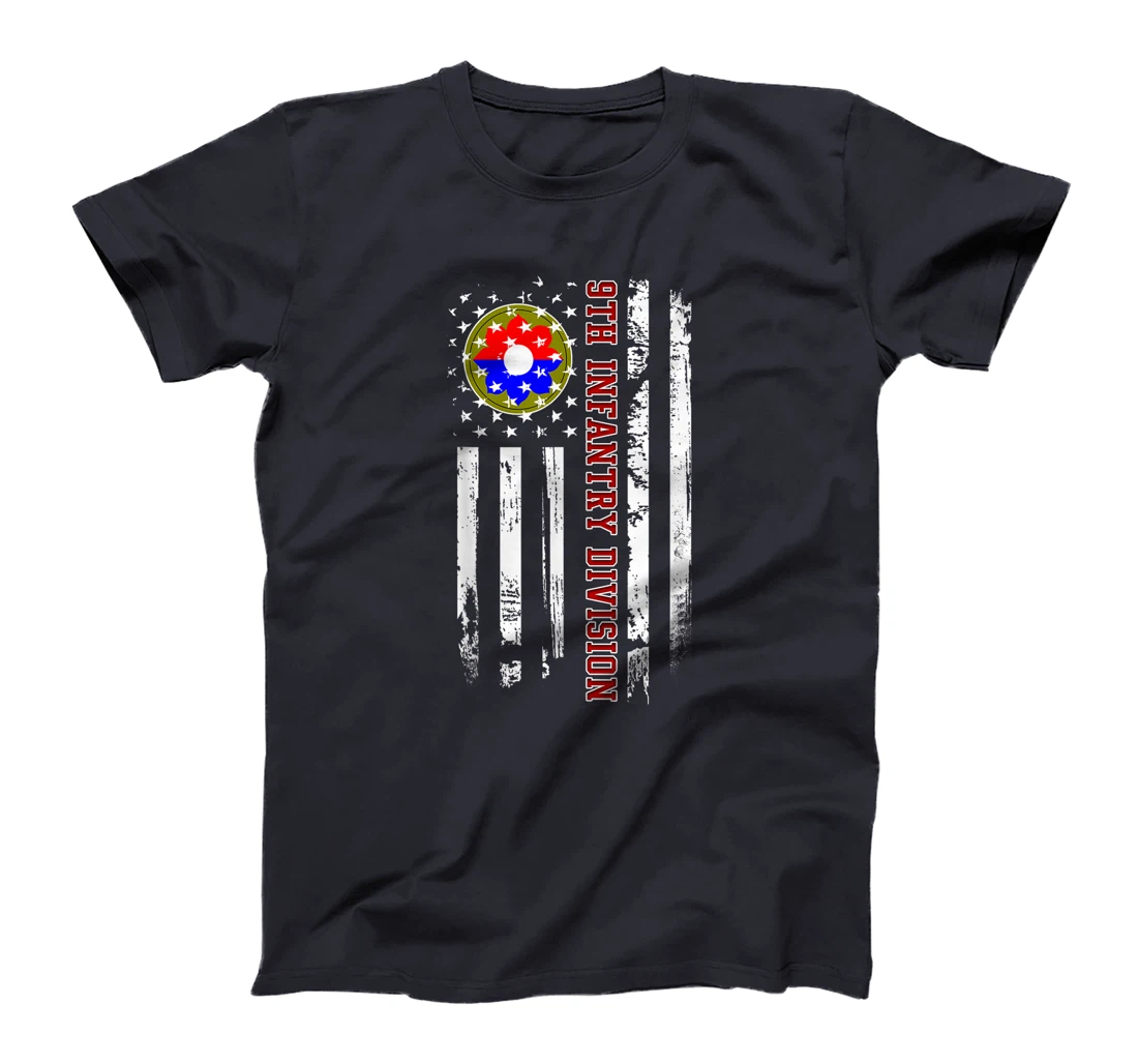 9th Infantry Division American Flag Military Veterans Day T-Shirt