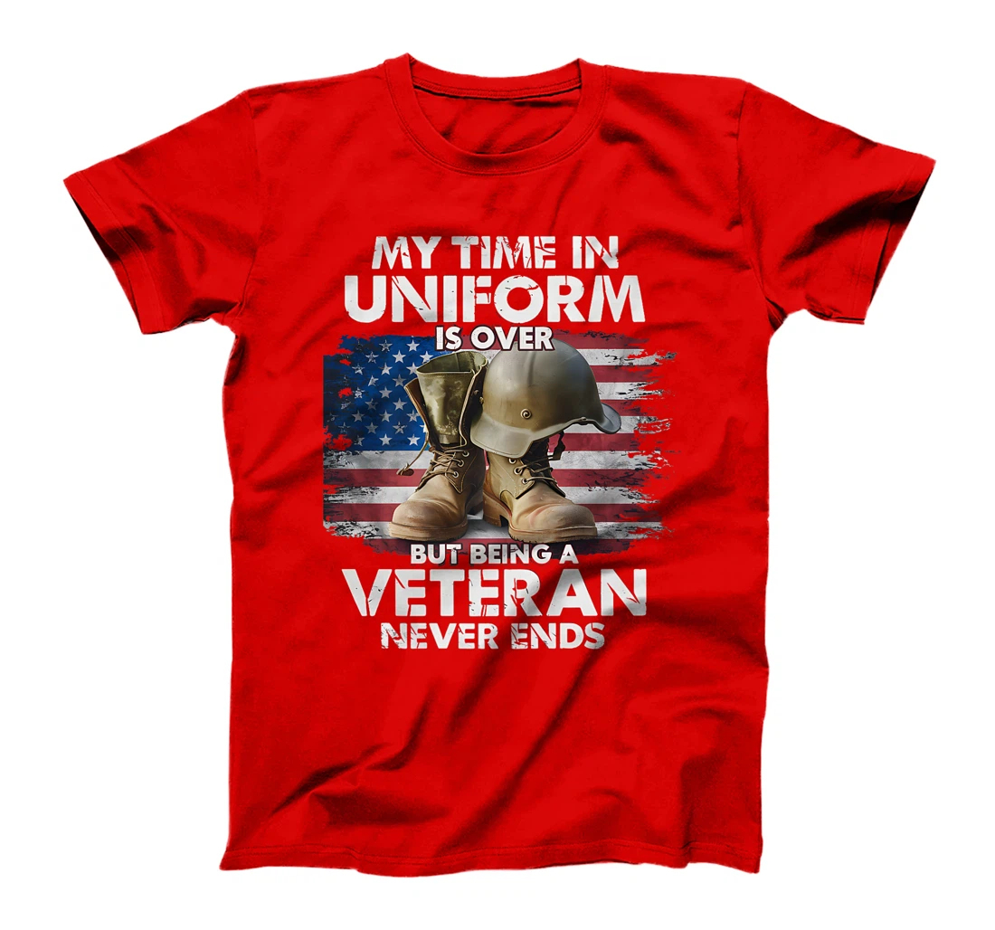 Proud Veteran Never Ends Military Tribute Patriot US Veteran Premium T-Shirt