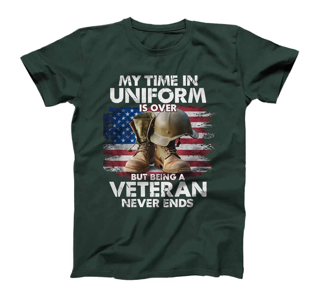 Proud Veteran Never Ends Military Tribute Patriot US Veteran Premium T-Shirt