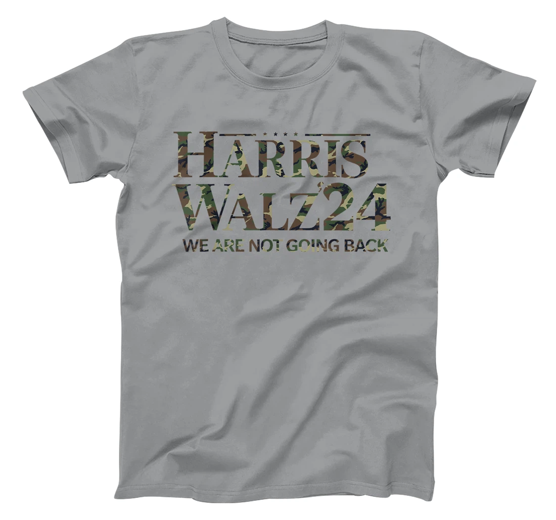 Harris Walz 24 We Are Not Going Back Military Veteran Camo T-Shirt