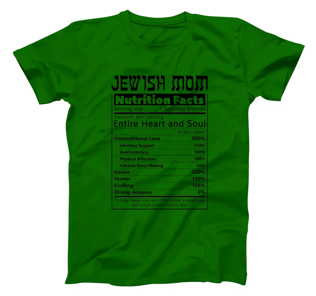 Jewish Mom Nutrition Facts Israelites Jews Israel Mothers T-Shirt