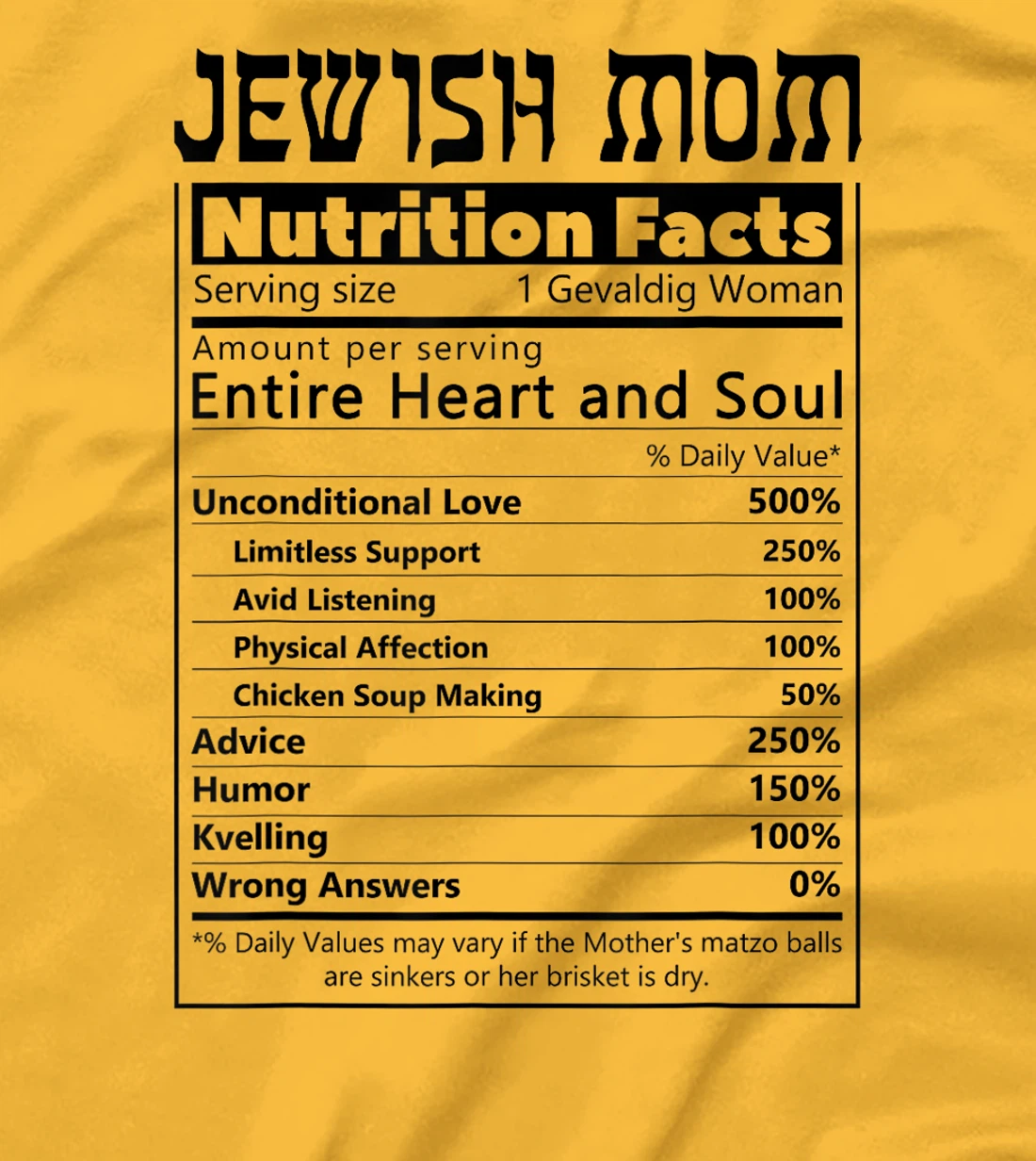 Jewish Mom Nutrition Facts Israelites Jews Israel Mothers T-Shirt