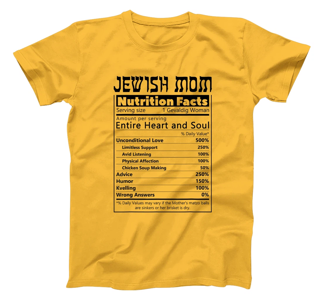 Jewish Mom Nutrition Facts Israelites Jews Israel Mothers T-Shirt