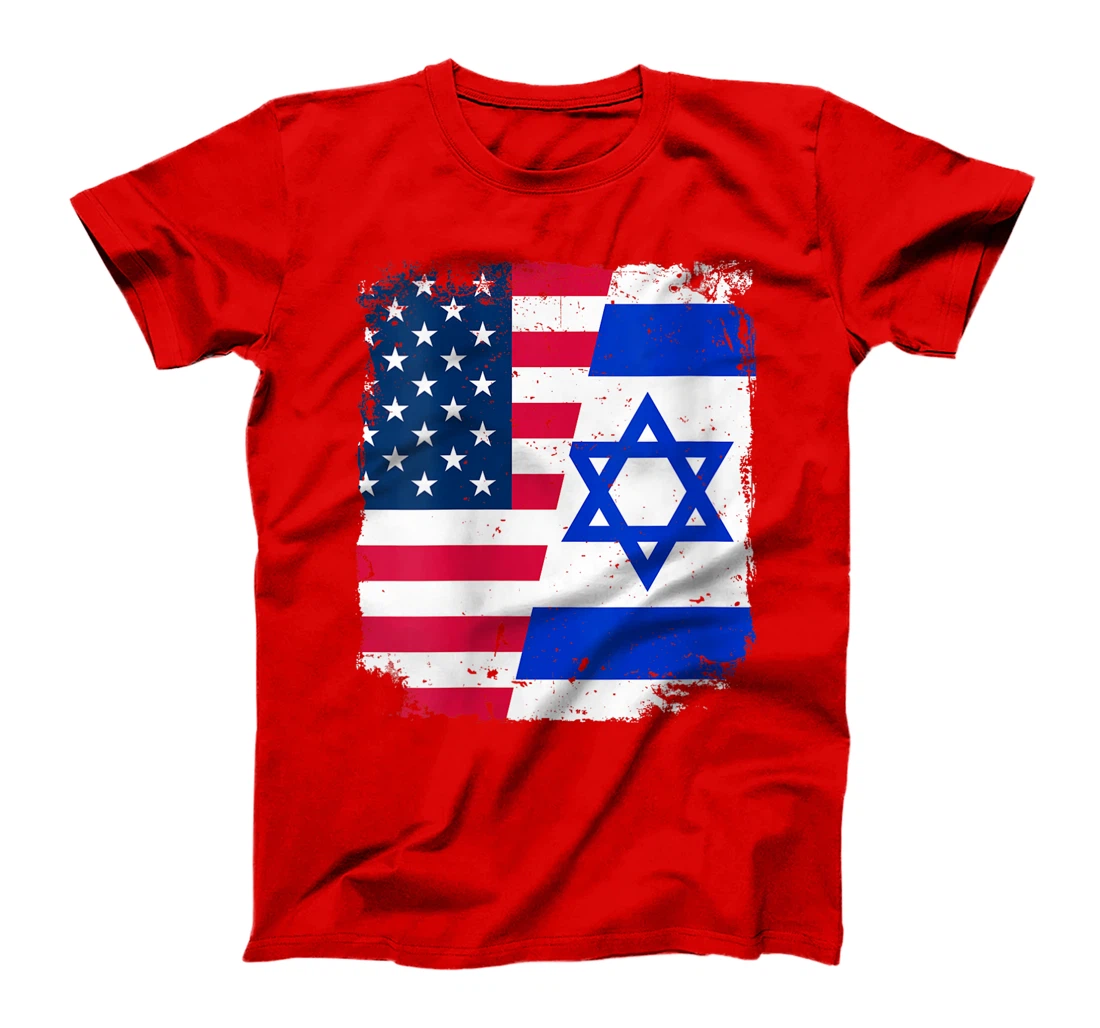 Womens American US Flag ISRAEL Friendship Country Vintage Design T-Shirt