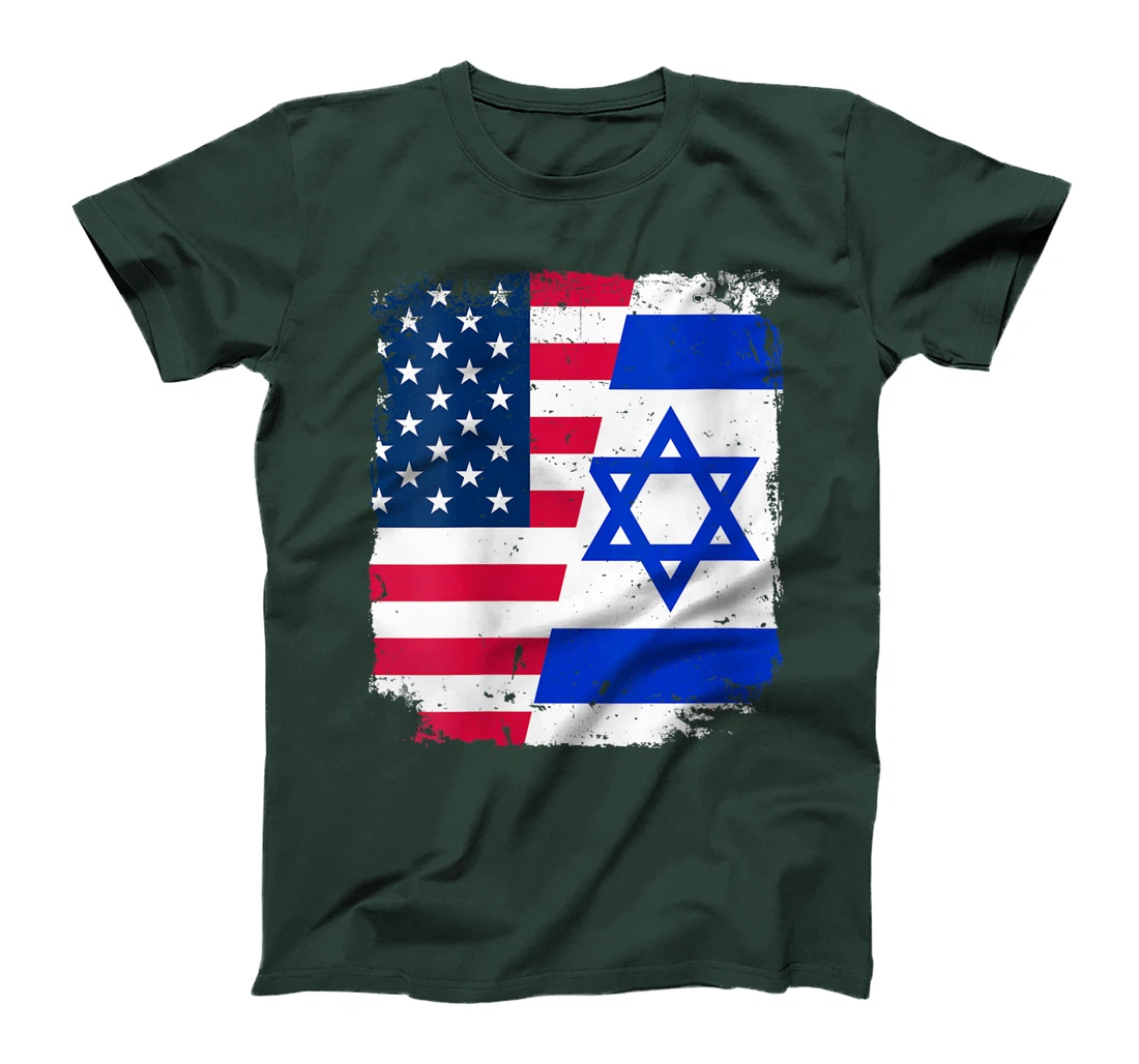 Womens American US Flag ISRAEL Friendship Country Vintage Design T-Shirt