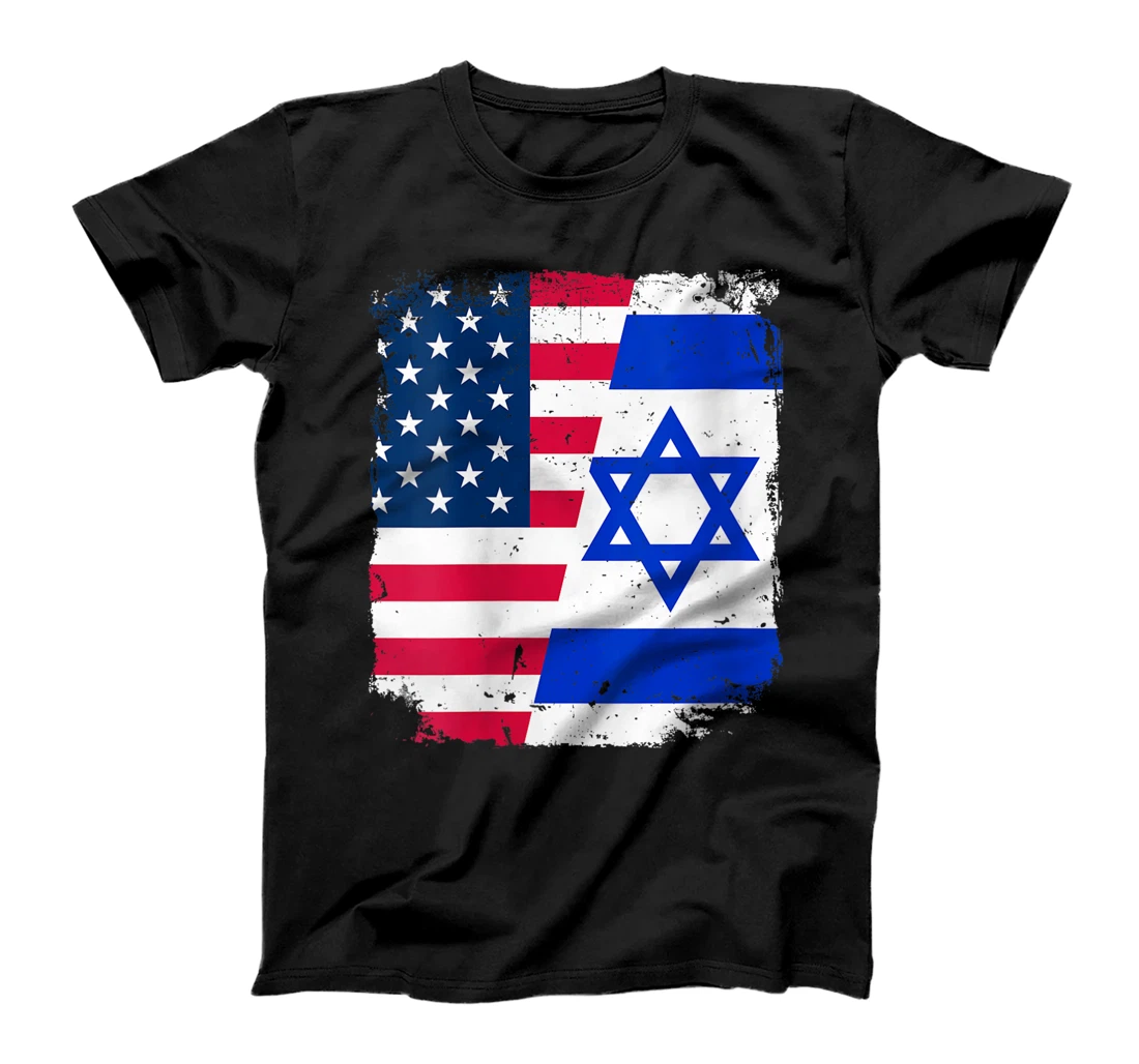 Womens American US Flag ISRAEL Friendship Country Vintage Design T-Shirt