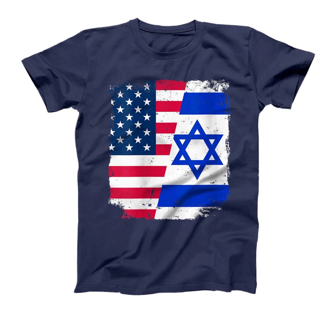 Womens American US Flag ISRAEL Friendship Country Vintage Design T-Shirt