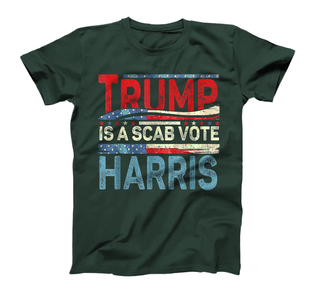 Vote Harris 2024 - Trump is a Scab USA Flag T-Shirt
