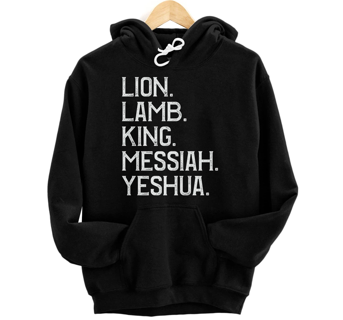 Distressed Lion Lamb King Messiah Yeshua Christian Bible Pullover Hoodie