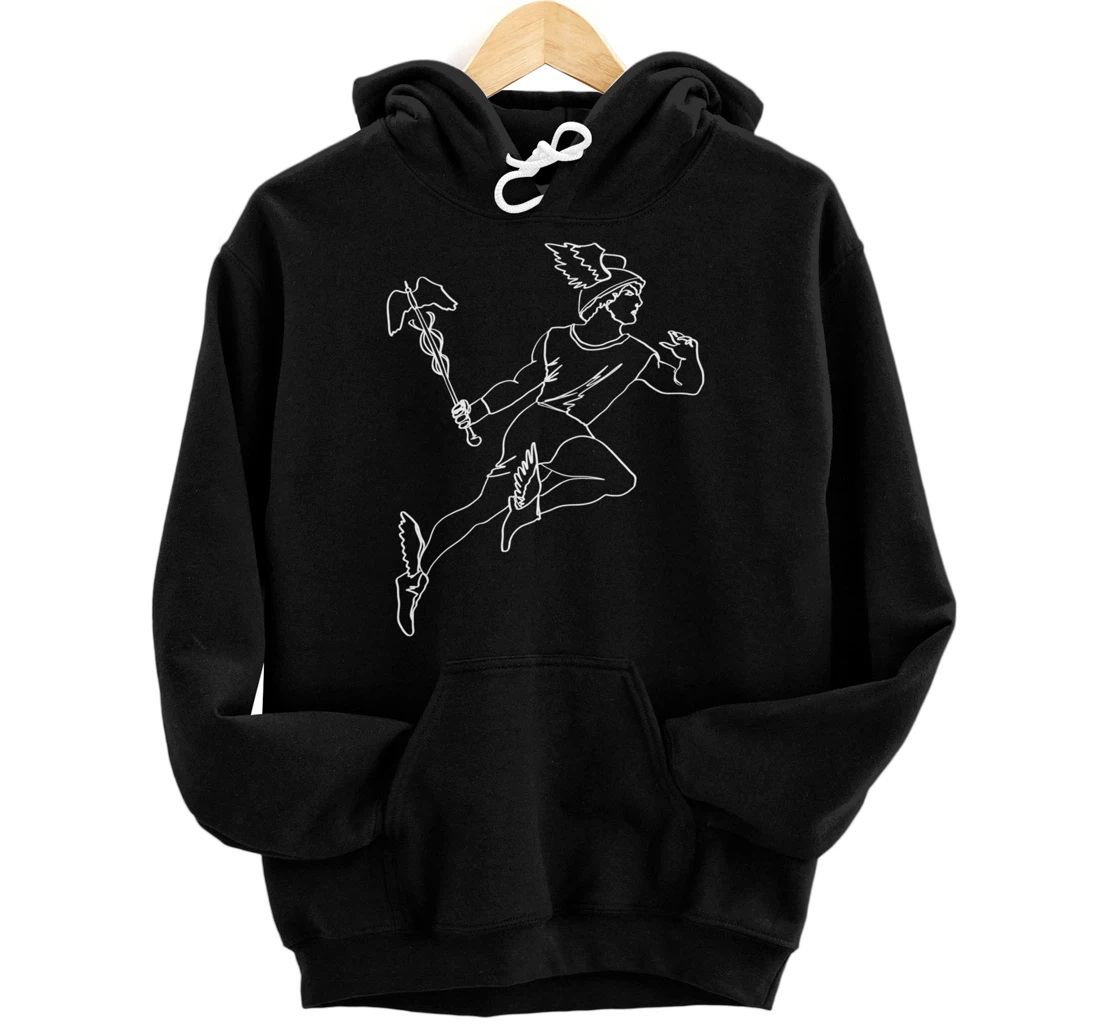 Hermes Oneline Art Greek Mythology Ancient Greek God Pullover Hoodie