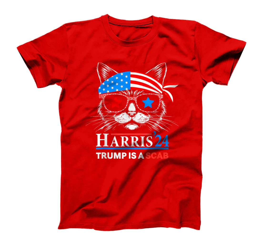 Donald Trump is a SCAB Vote Harris Valz Cat Lady T-Shirt