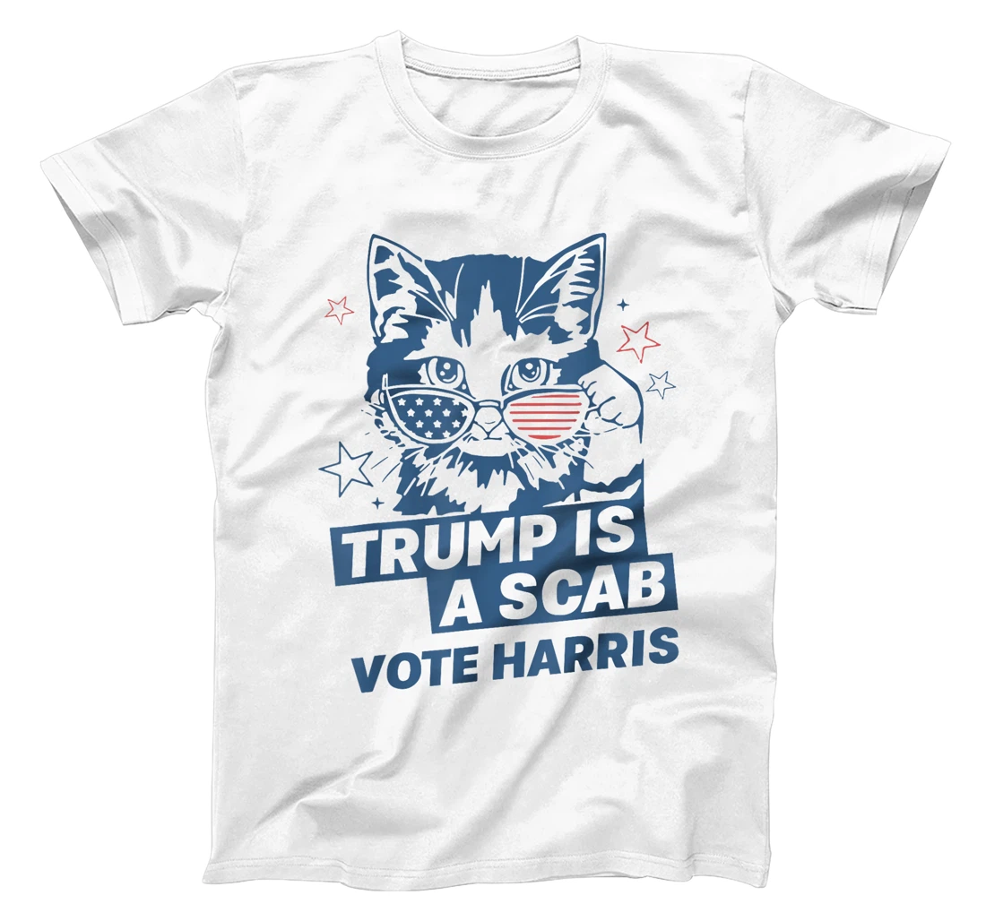 Womens Cat Ladies Trump Is A Scab Vote Harris T-Shirt