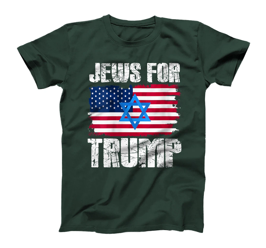 Womens Jews For Trump Jewish American Flag Republican T-Shirt