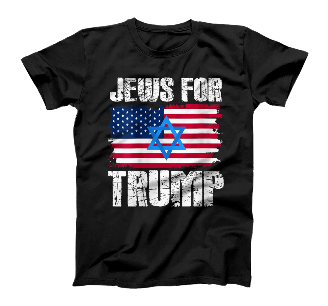 Womens Jews For Trump Jewish American Flag Republican T-Shirt