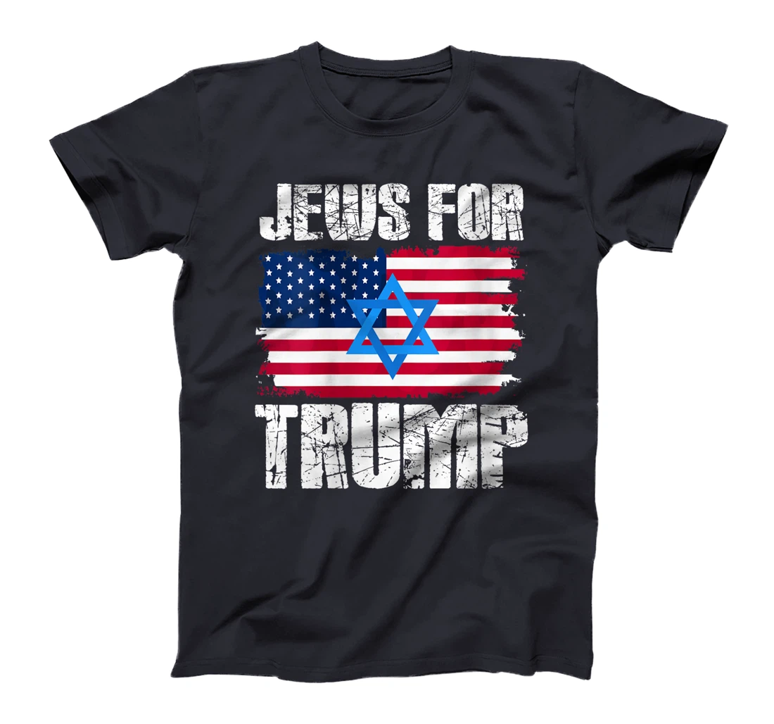 Womens Jews For Trump Jewish American Flag Republican T-Shirt