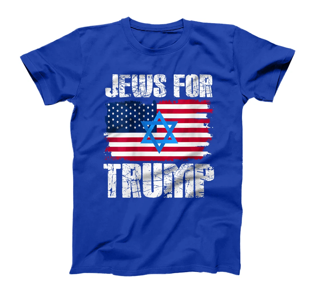 Womens Jews For Trump Jewish American Flag Republican T-Shirt