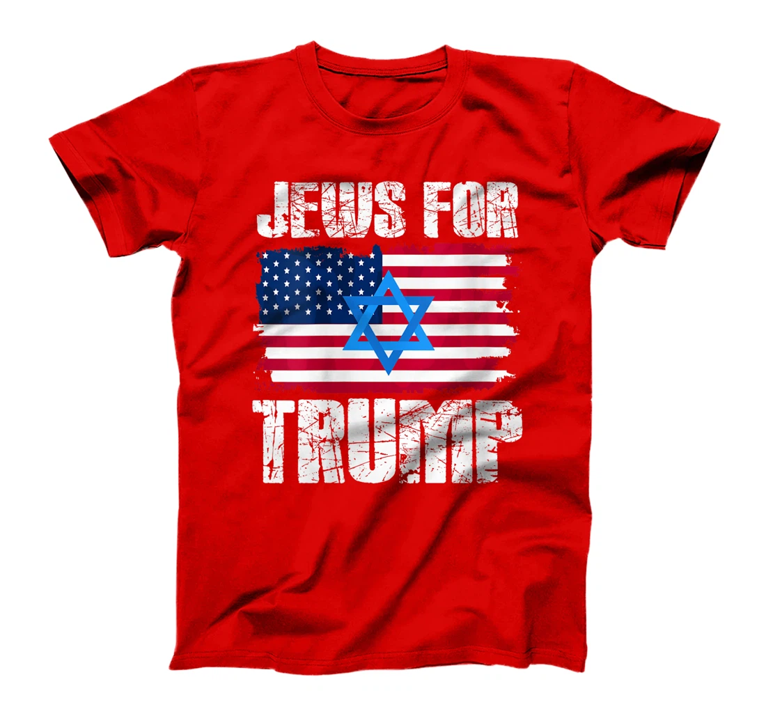 Womens Jews For Trump Jewish American Flag Republican T-Shirt