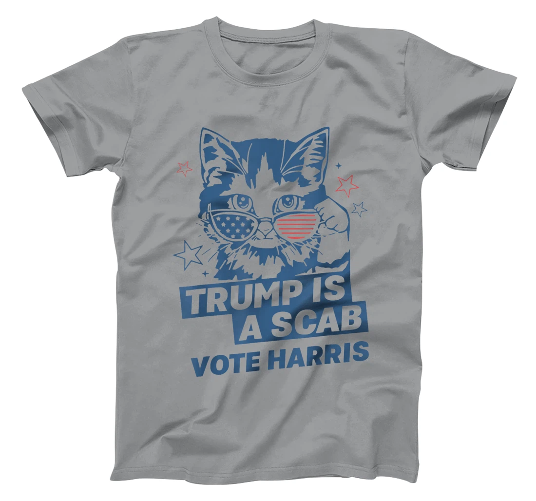 Womens Cat Ladies Trump Is A Scab Vote Harris T-Shirt