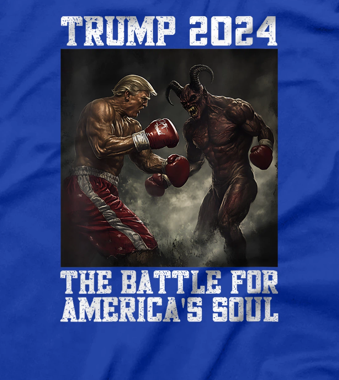 Womens Trump 2024 Battle For America's Soul Trump Fighting Satan T-Shirt