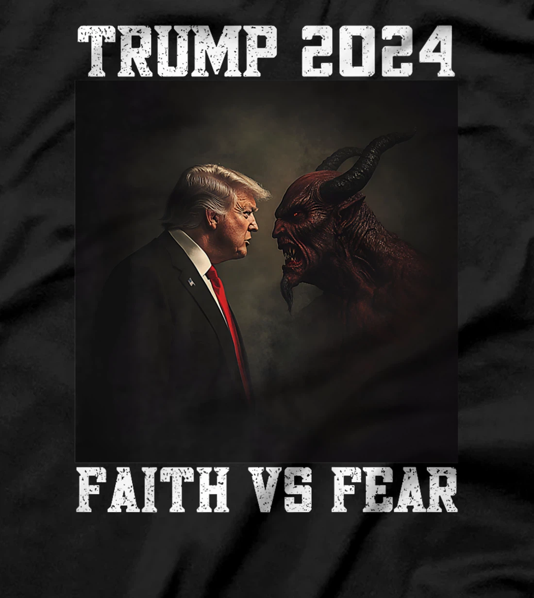 Trump Facing Devil Good Versus Evil Proud Christian Trump Premium T-Shirt