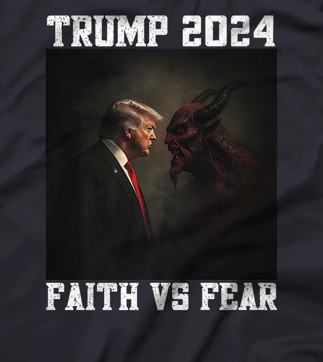 Trump Facing Devil Good Versus Evil Proud Christian Trump Premium T-Shirt