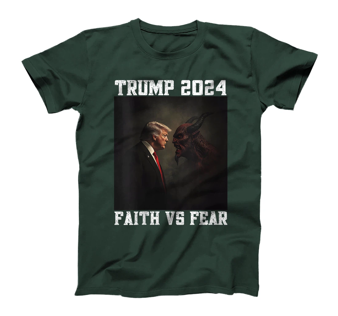 Womens Trump Facing Devil Good Versus Evil Proud Christian Trump T-Shirt
