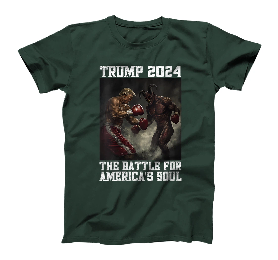 Womens Trump 2024 Battle For America's Soul Trump Fighting Satan T-Shirt