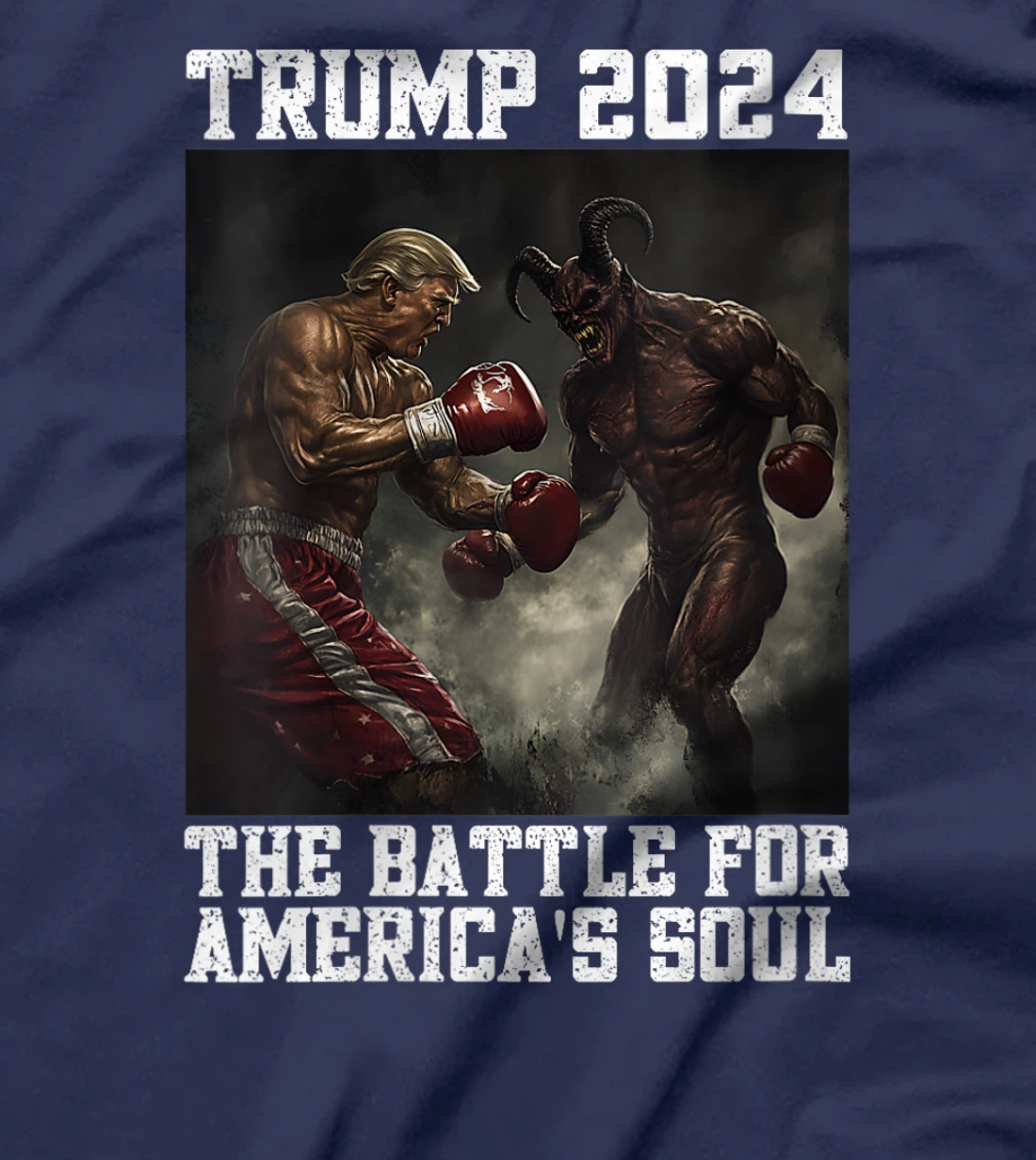 Womens Trump 2024 Battle For America's Soul Trump Fighting Satan T-Shirt
