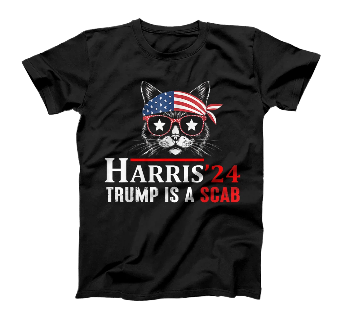 Donald Trump Is A Scab Vote Harris Valz Cat Lady T-Shirt