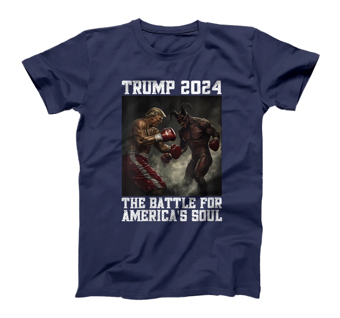 Womens Trump 2024 Battle For America's Soul Trump Fighting Satan T-Shirt