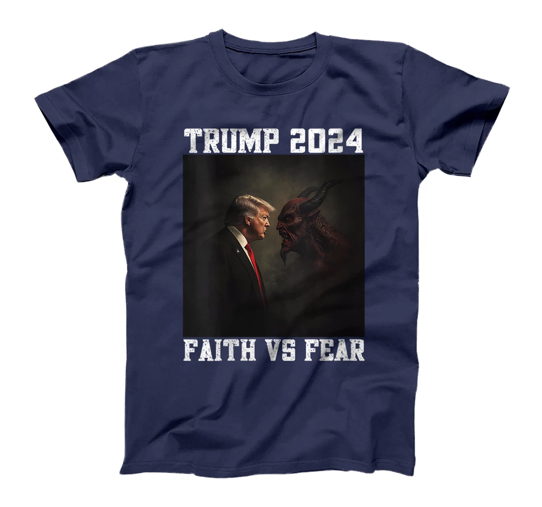 Womens Trump Facing Devil Good Versus Evil Proud Christian Trump T-Shirt