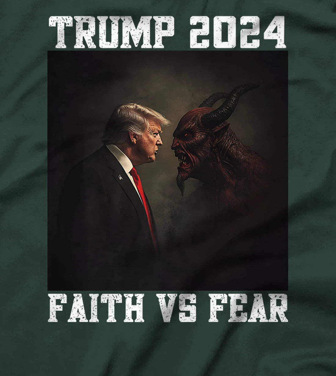 Trump Facing Devil Good Versus Evil Proud Christian Trump Premium T-Shirt