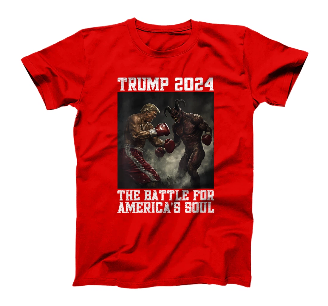 Womens Trump 2024 Battle For America's Soul Trump Fighting Satan T-Shirt